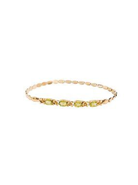 14K Yellow Gold Peridot August Birthday 7.5 Inch Link Bracelet